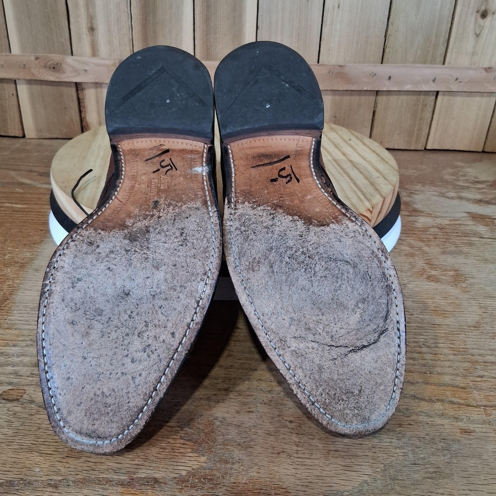 Allen Edmonds Crandon Shoes Mens 11 C Brown Woven Leather Cap Toe Oxford USA - Picture 5 of 8